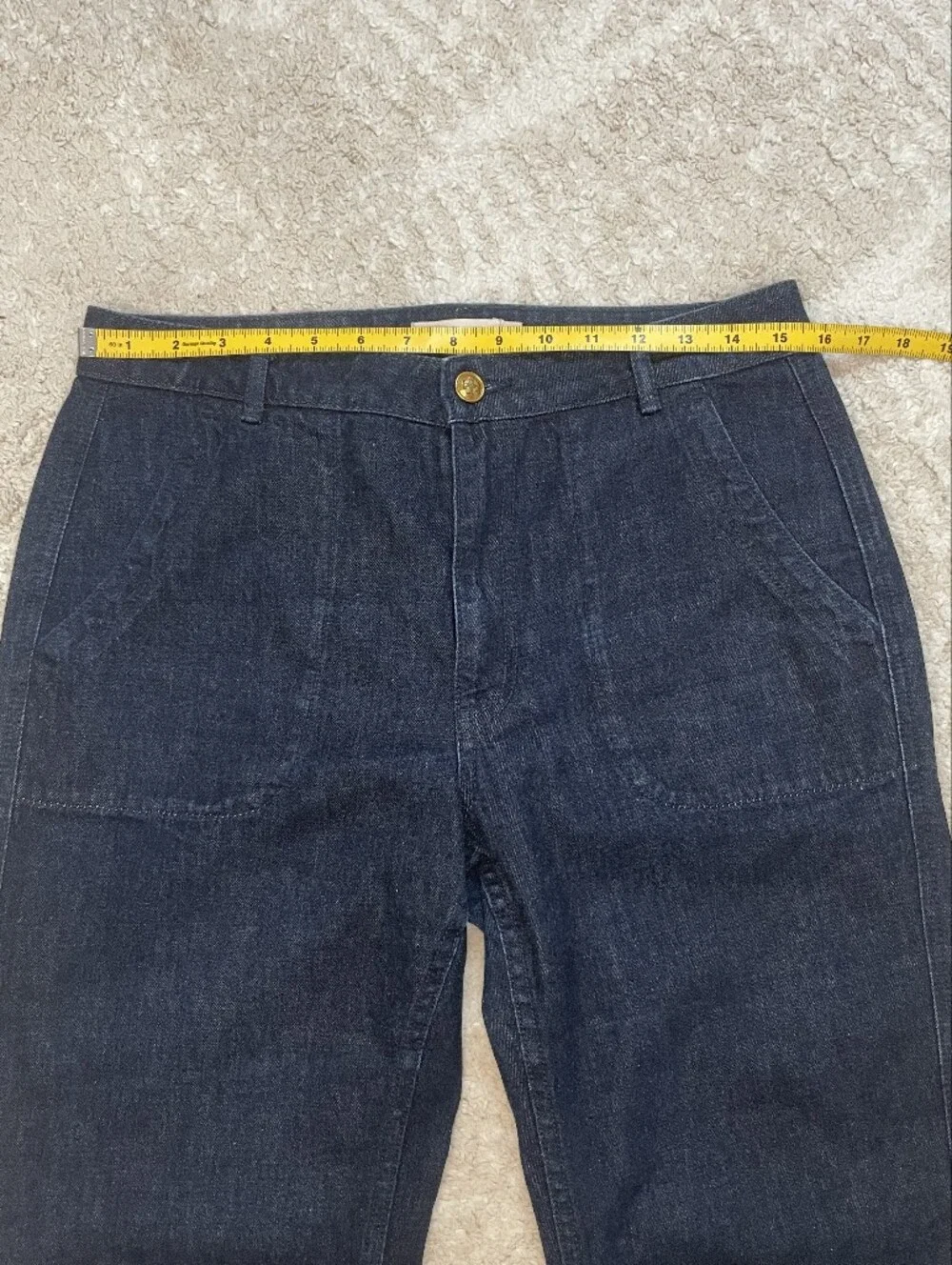 Tory Burch 100% Cotton Dark Indigo Wide-Leg Jeans Size 30